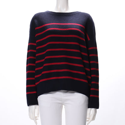 ボーダー柄ボートネックニット