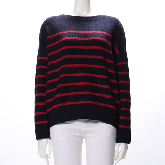 ボーダー柄ボートネックニット