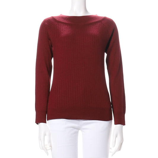 広衿クルーリブニット