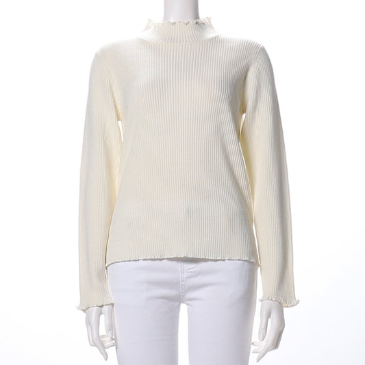 Vネックメローフリルニット