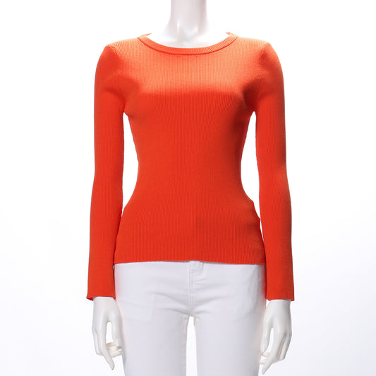 ラウンドネックリブニット