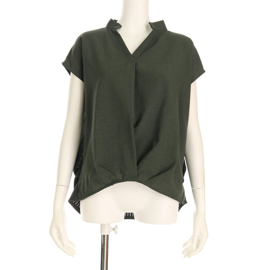 前後切り替え異素材ブラウス