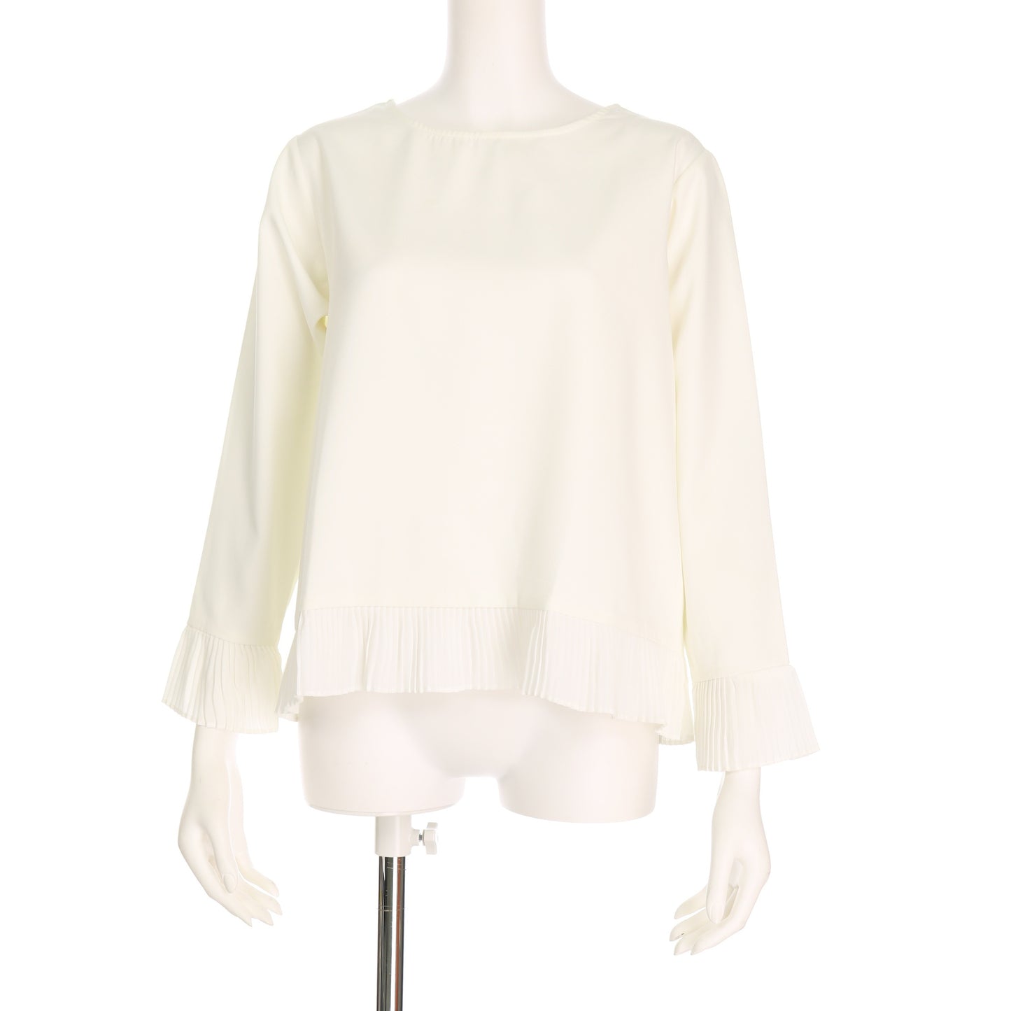 裾と袖のプリーツデザインブラウス