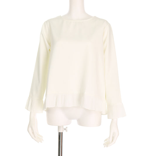 裾と袖のプリーツデザインブラウス