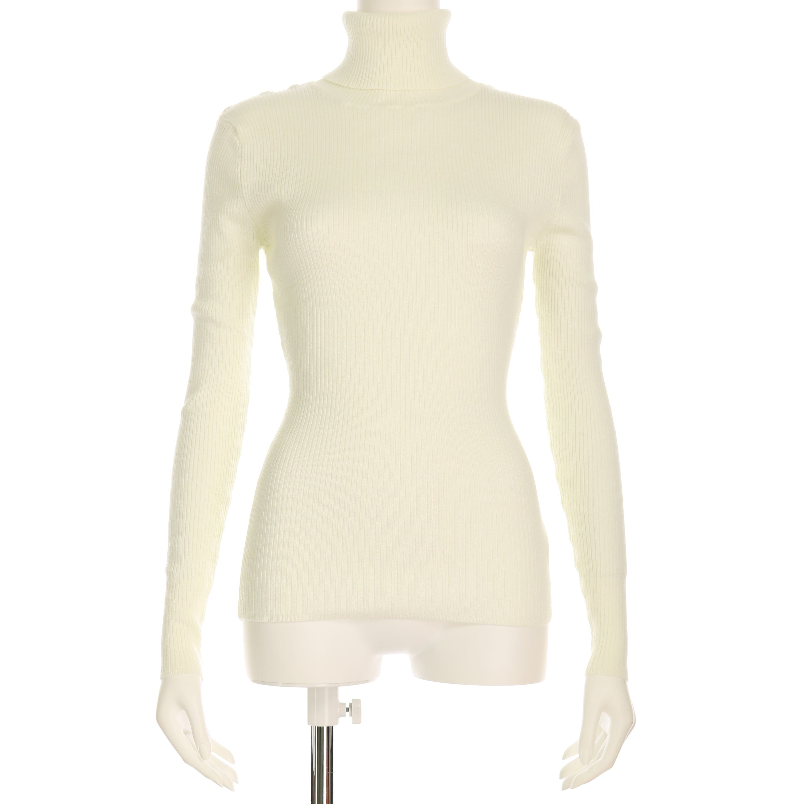 タートルネックリブニットプルオーバー