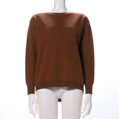 ボートネックボタン付き長袖ニット