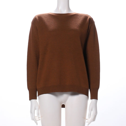 ボートネックボタン付き長袖ニット