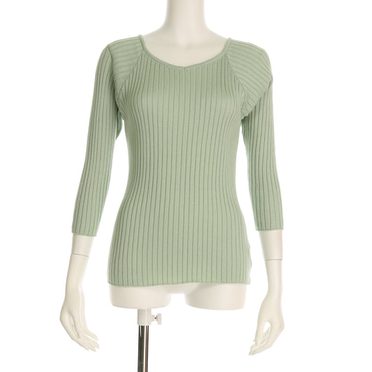 ラグランスリーブリブニットプルオーバー