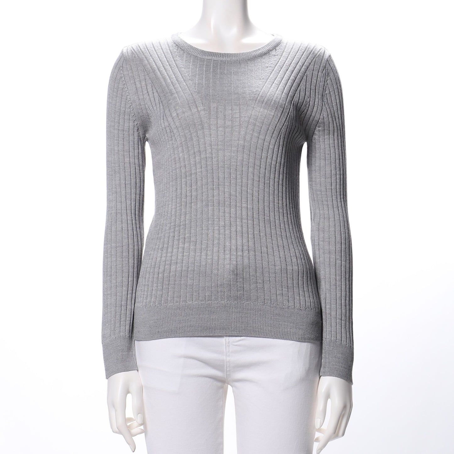 ラウンドネックリブニット