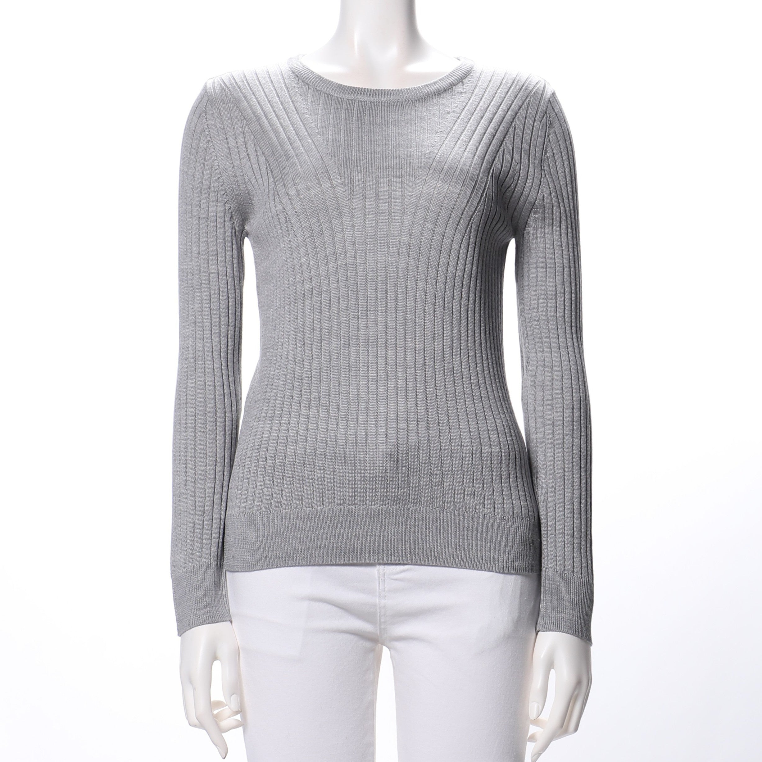 ラウンドネックリブニット