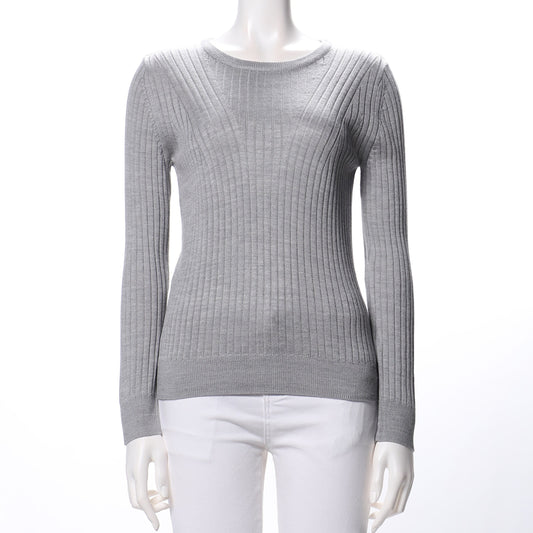 ラウンドネックリブニット