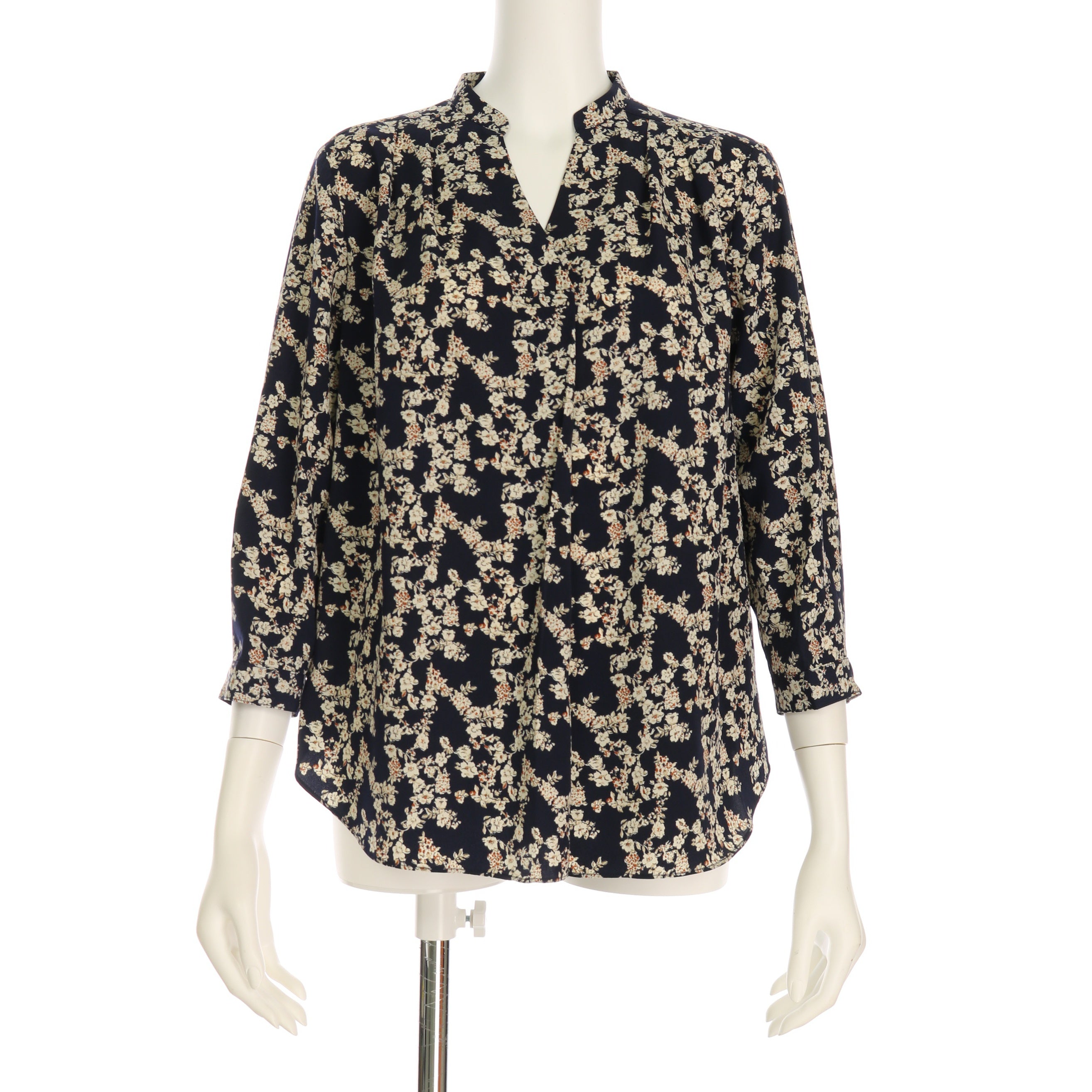 小花柄Vネックブラウス