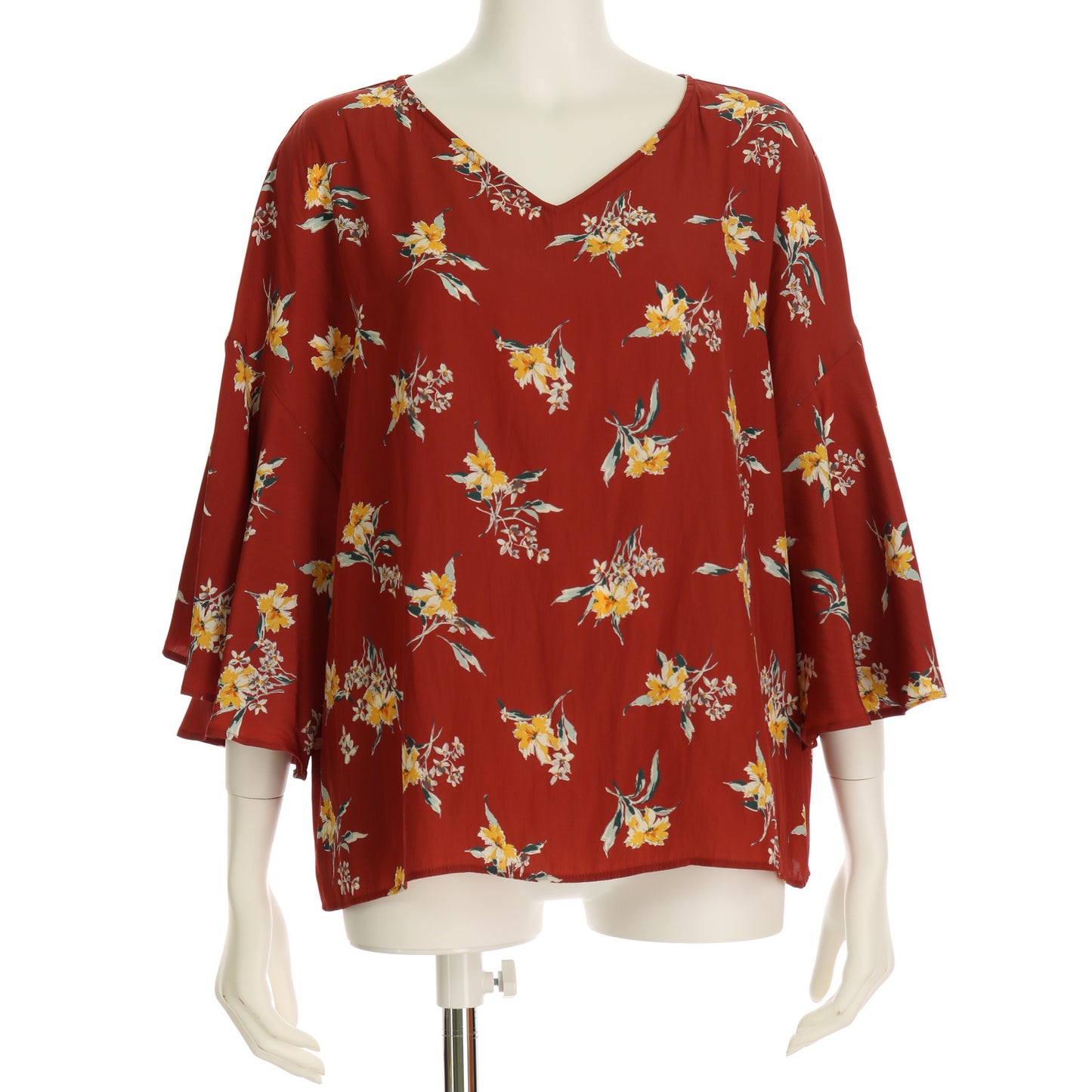 花柄フレアスリーブブラウス