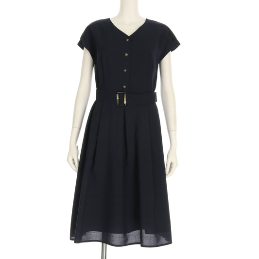 ベルト付きフレンチスリーブワンピース