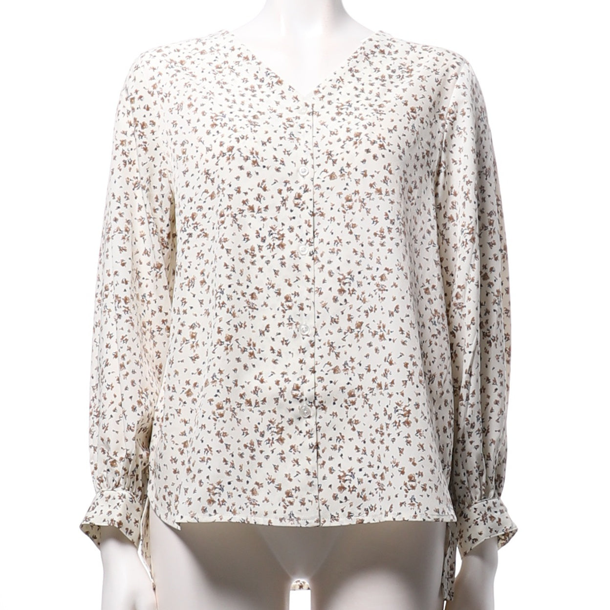 小花柄フロントボタンブラウス