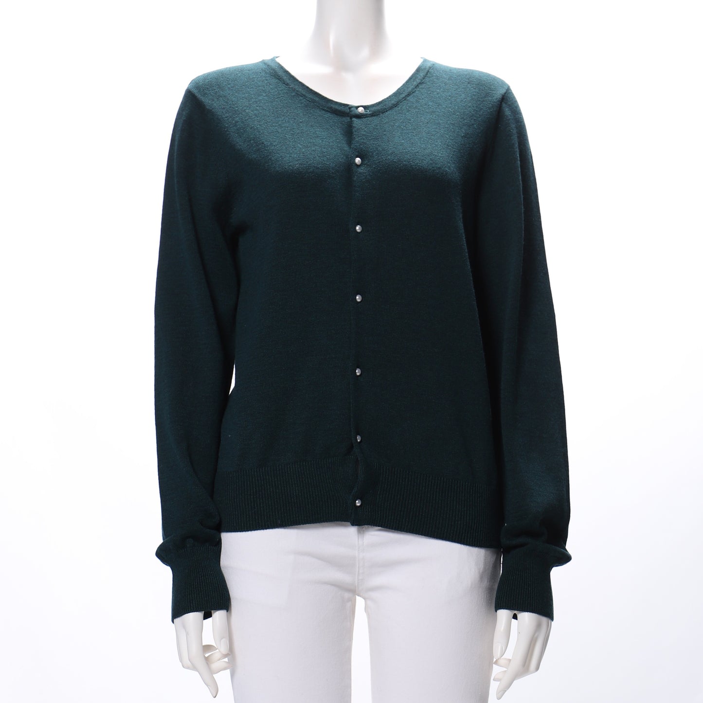 パールボタン前開きニットカーディガン