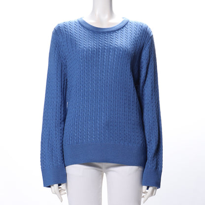 細ケーブル編みラウンドネックニット