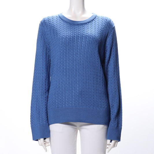 細ケーブル編みラウンドネックニット