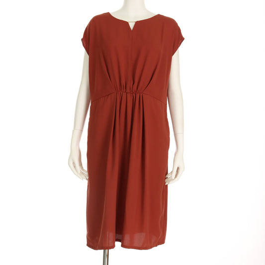 ダブルクロスキーネックウエストギャザーワンピース