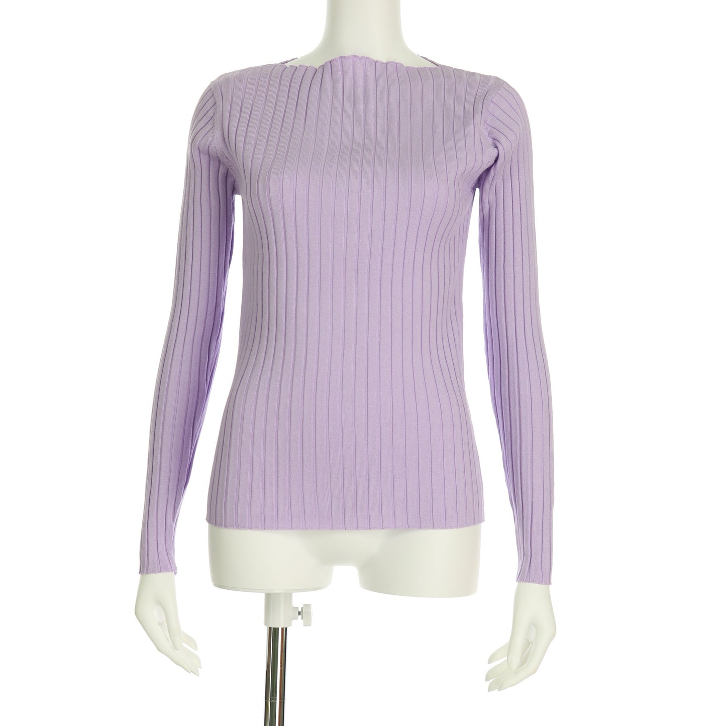 スラッシュドネックリブニットプルオーバー