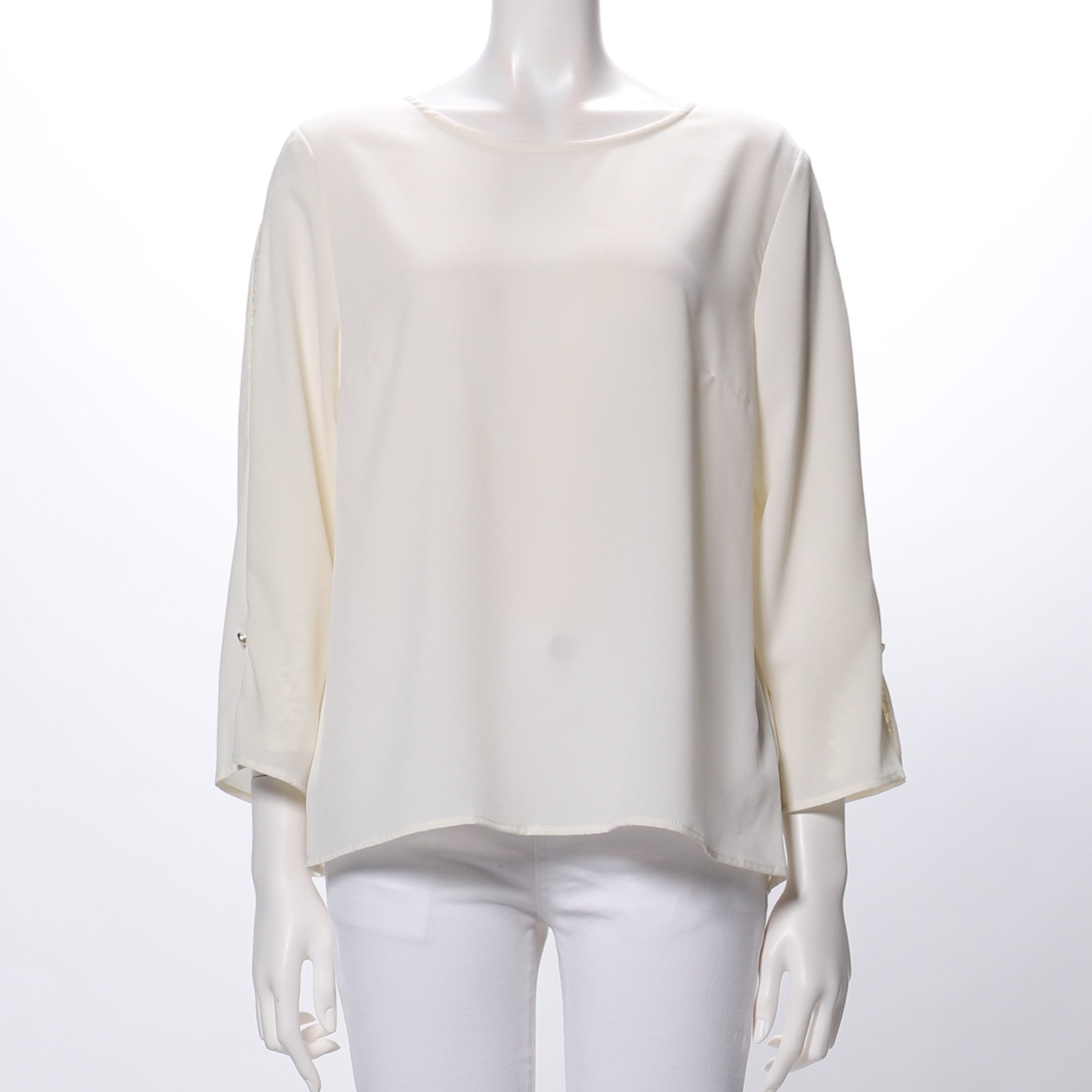 ラッセル幾何レースラウンドネックブラウス