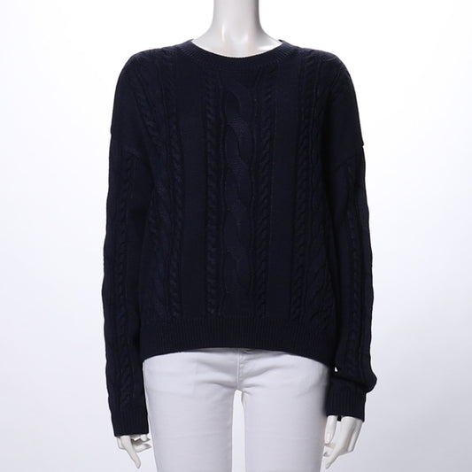 ケーブル編みドロップショルダーニット