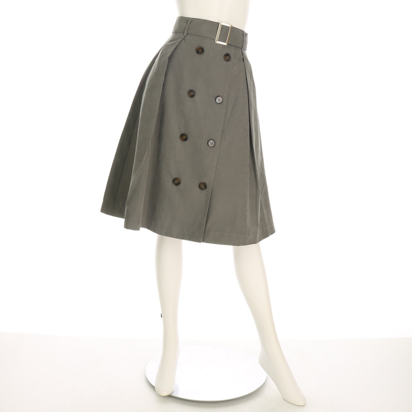 ベルト付きダブルブレストトレンチ風スカート