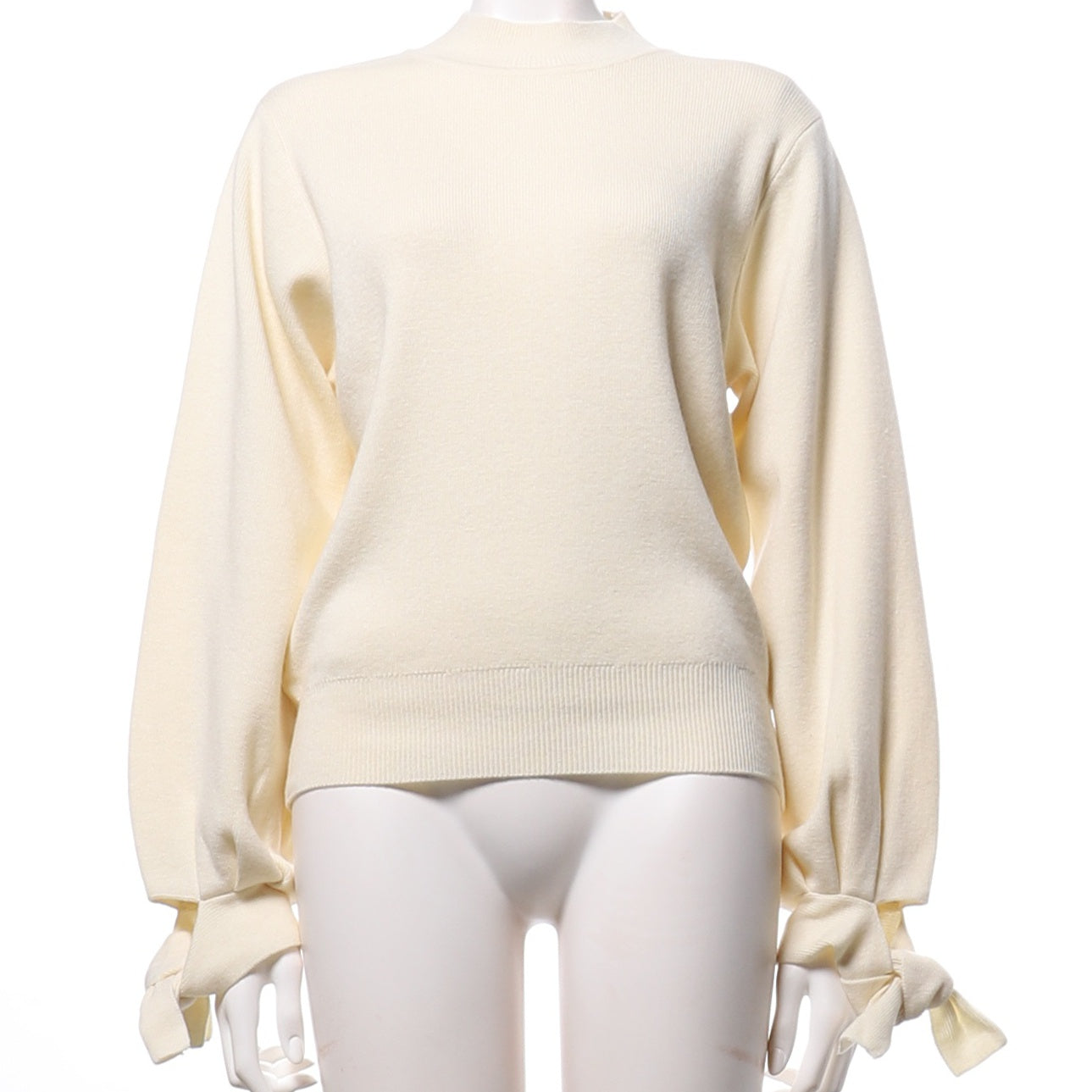 袖口リボンニット