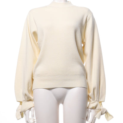 袖口リボンニット