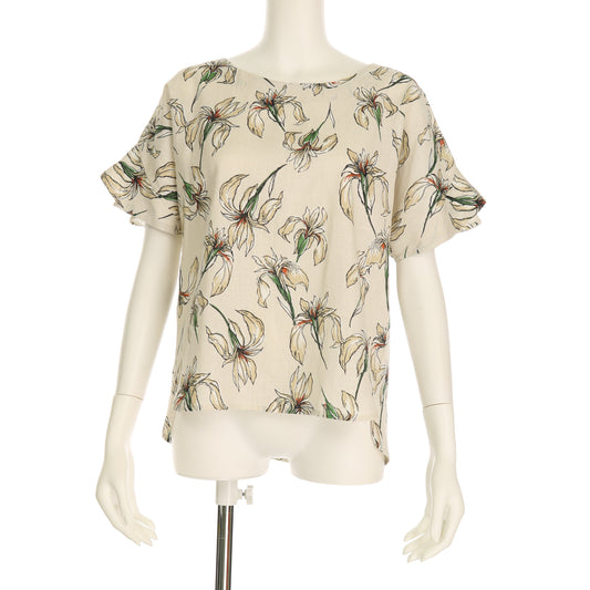 アイリスフラワー水彩柄ブラウス