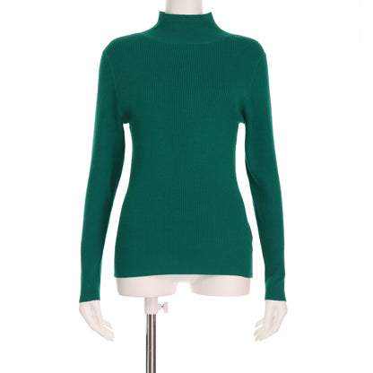 ボトルネックリブニット