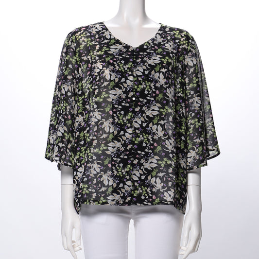 Vネック総柄ブラウス