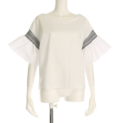 60コットンローンスモッキング袖ブラウス