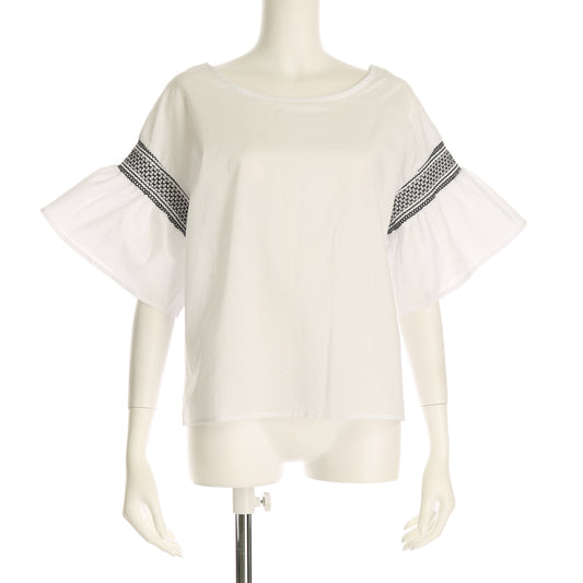 60コットンローンスモッキング袖ブラウス