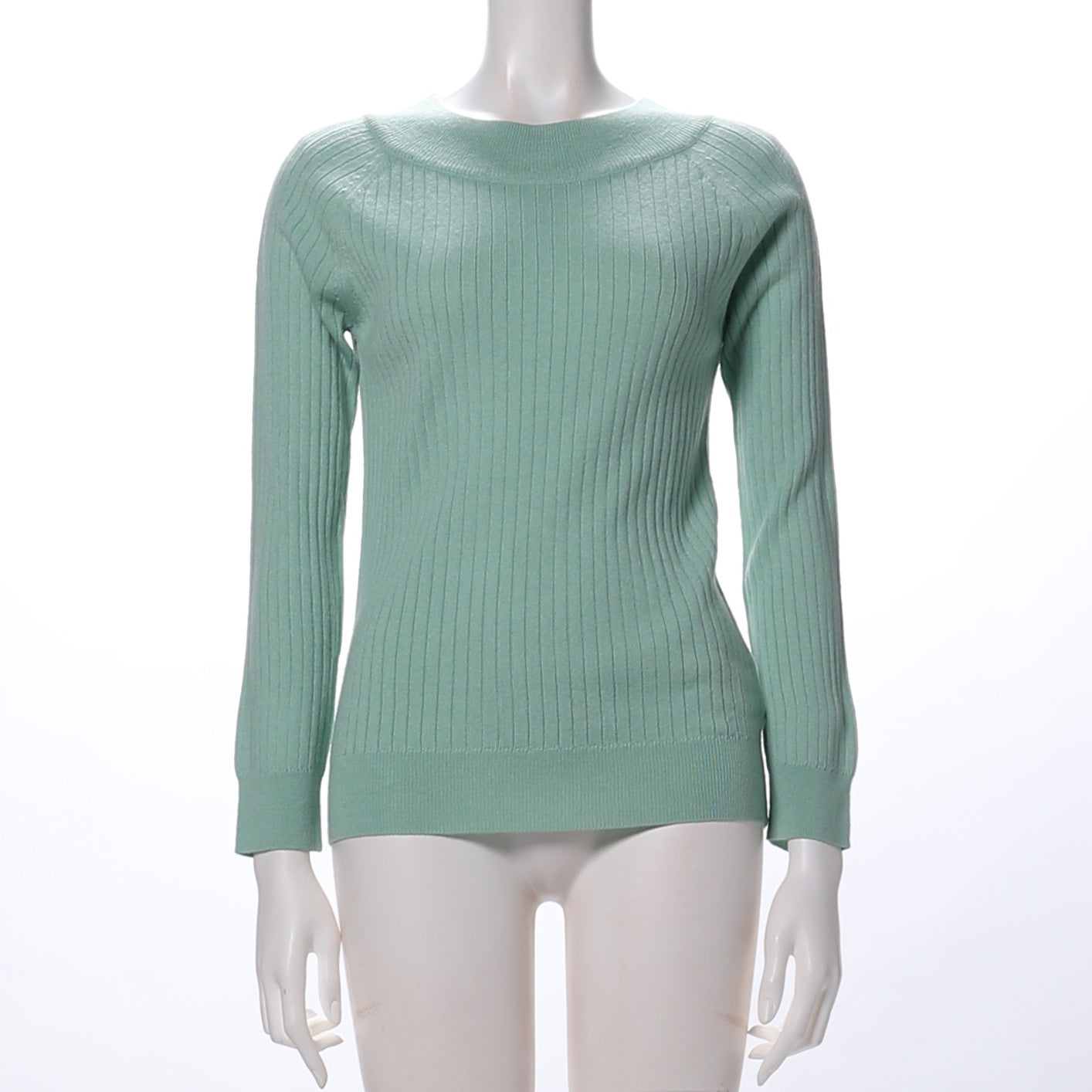 広衿クルーリブニット