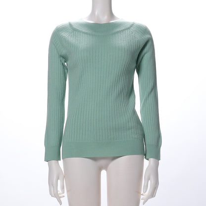 広衿クルーリブニット