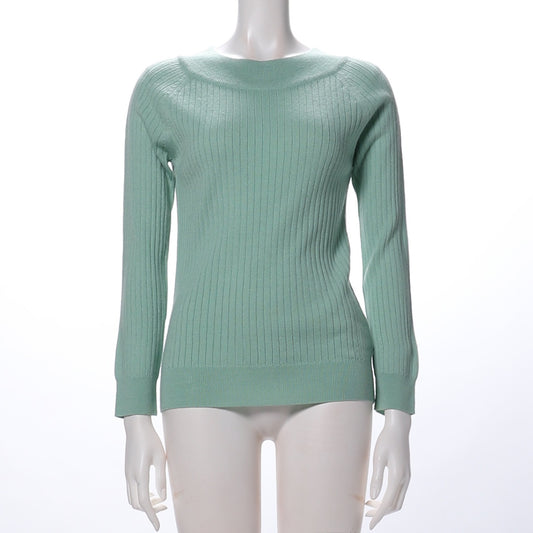 広衿クルーリブニット