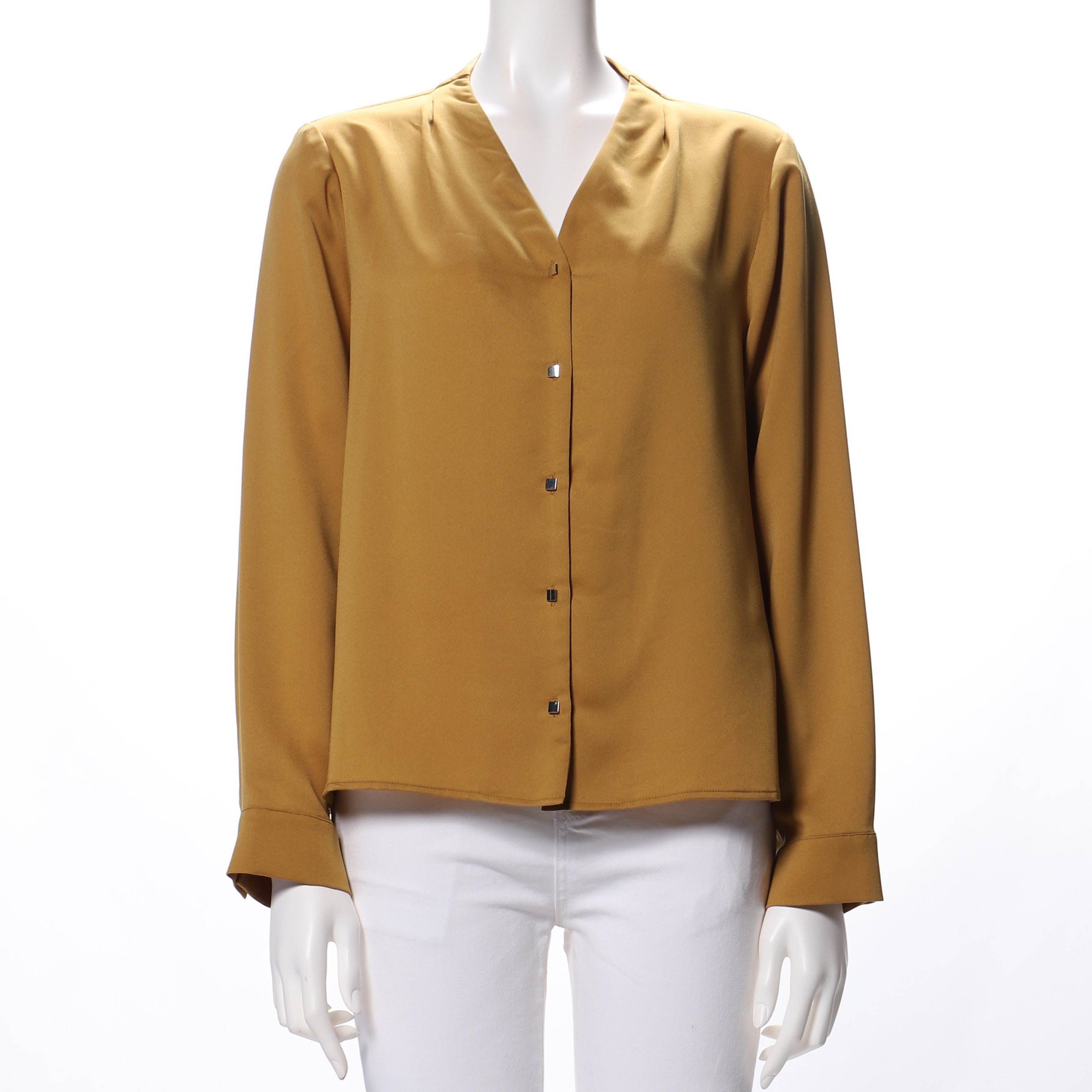 前開きバー釦デザインブラウス