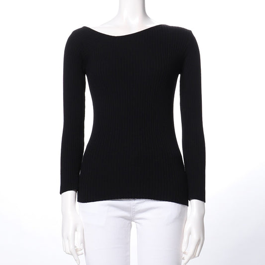 アシンメトリーデザインリブニット