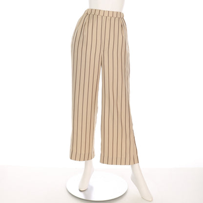 ストライプ柄タック入りワイドストレートパンツ