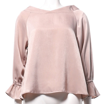 起毛サテンキャンディースリーブブラウス