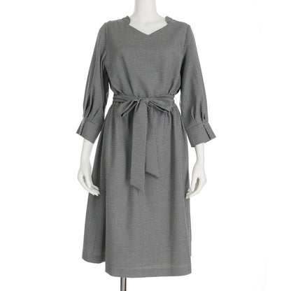 共布リボンベルト付きドレス