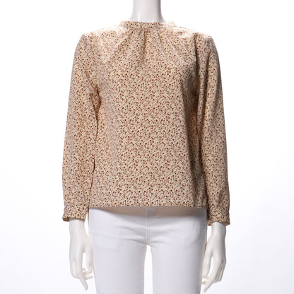 小花柄スタンドカラーブラウス