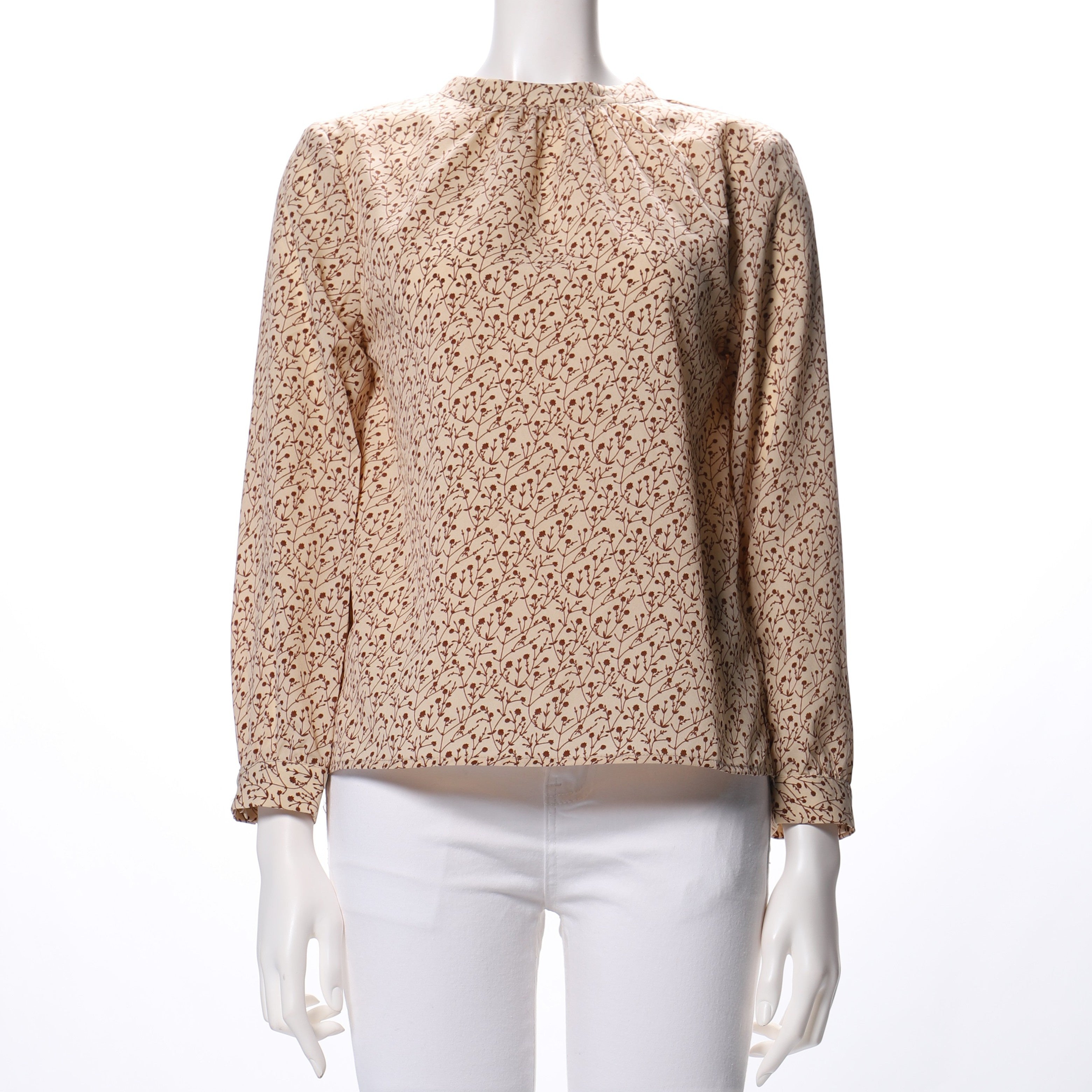 小花柄スタンドカラーブラウス