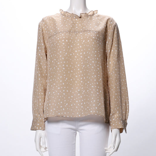 フリルネックブラウス