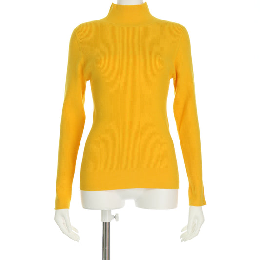 ボトルネックリブニット