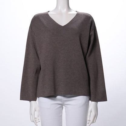 Vネックドロップショルダーニット