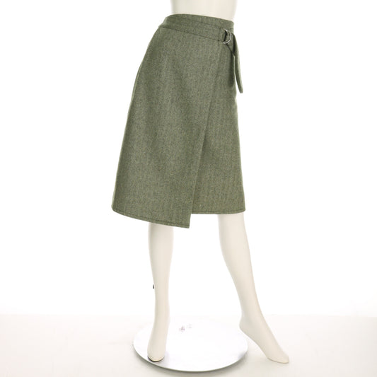 ヘリンボーン柄ラップ風スカート