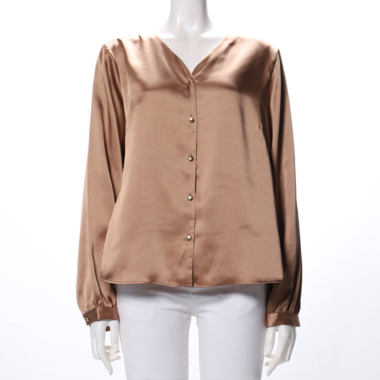 Vネックフロントボタンデザインブラウス