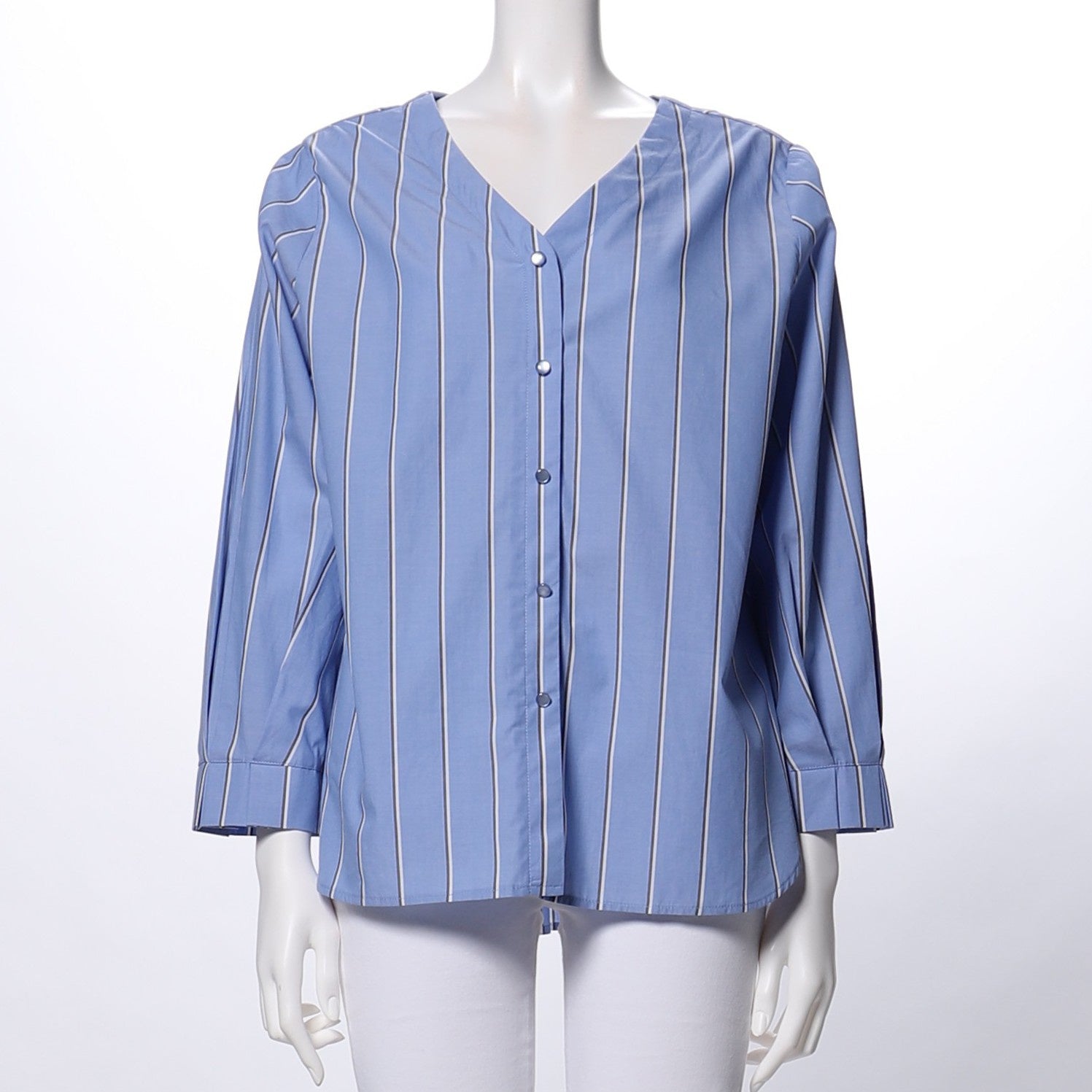 ストライプ柄Vネックブラウス